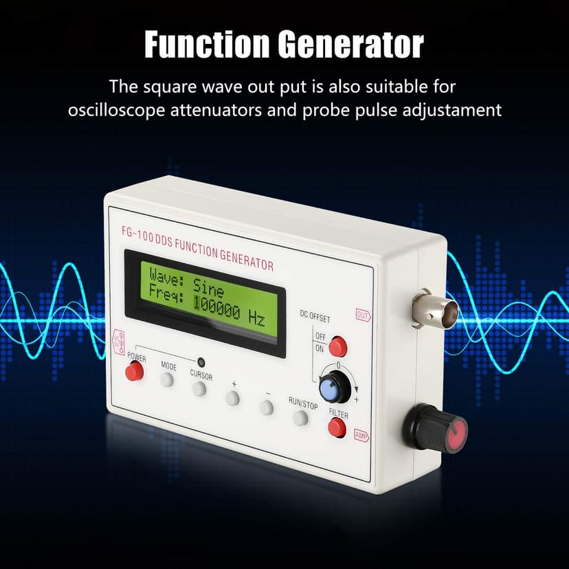 1HZ-500KHZ DDS Functional Signal Generator, Seesii DDS Function Low Frequency Signal Generator Sine/Triangle/Square/Sawtooth Waveform