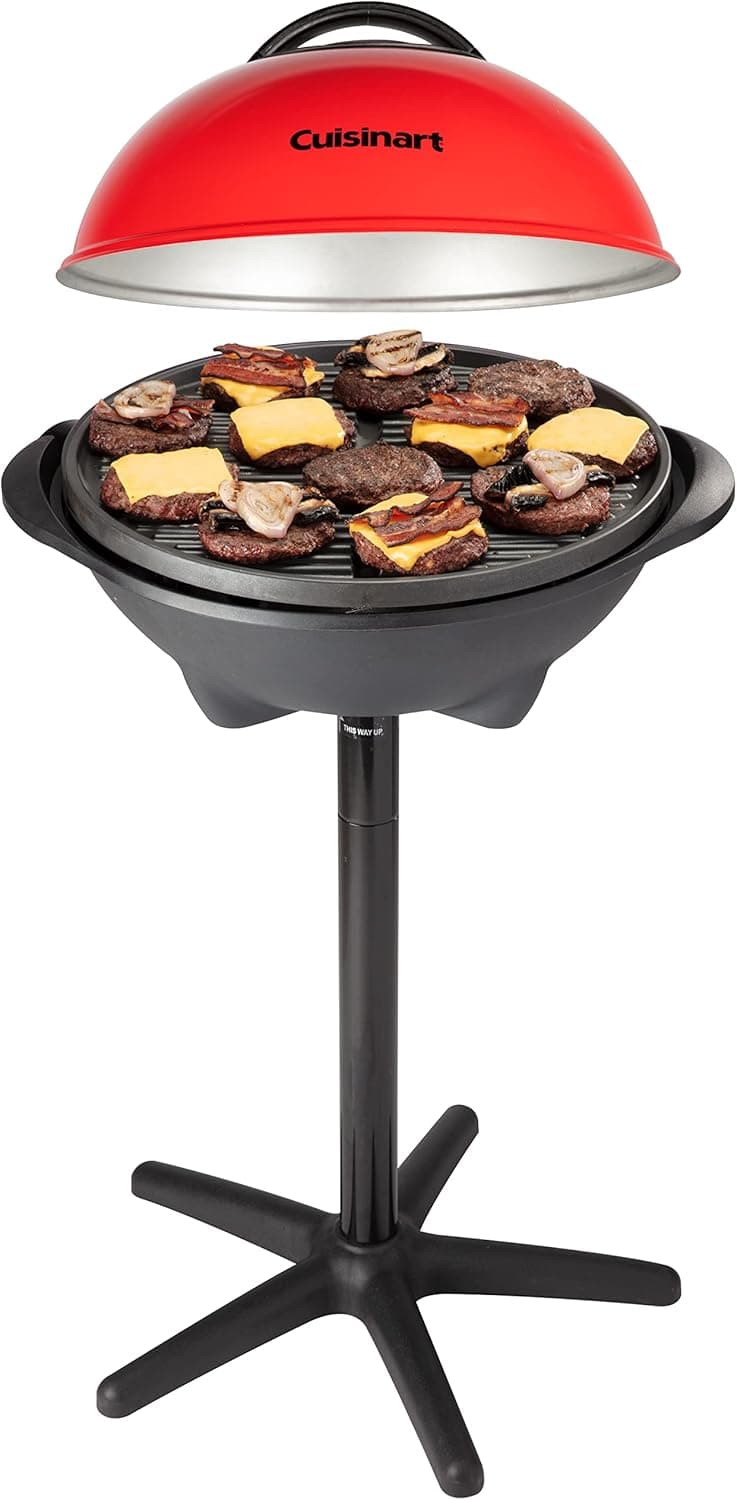 Cuisinart Indoor/Outdoor Electric Grill, 2-in-1 Portable BBQ with Non-Stick Cooking Surface, Electric Grill Outdoor with Adjustable Heat, Stand/Tabletop Options for Cookouts, Barbecues, Small Spaces
