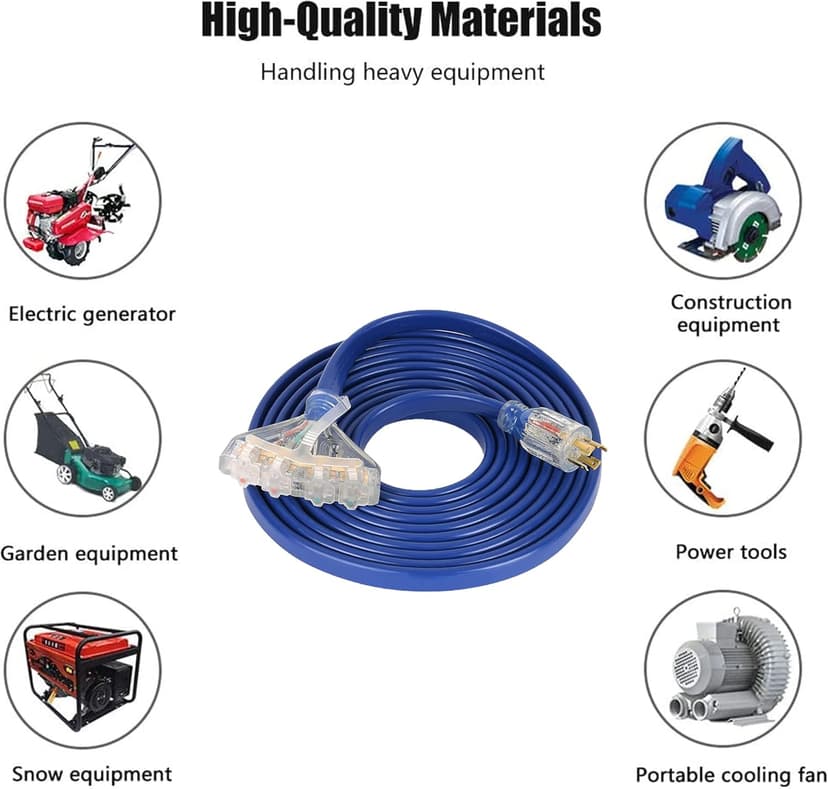S7 25 Feet Heavy Duty Generator Adaptor Extension Cord,Locking Cord,NEMA L14-30P/Four 5-20R, 4 Prong 10 Gauge Flexible Generator Cable
