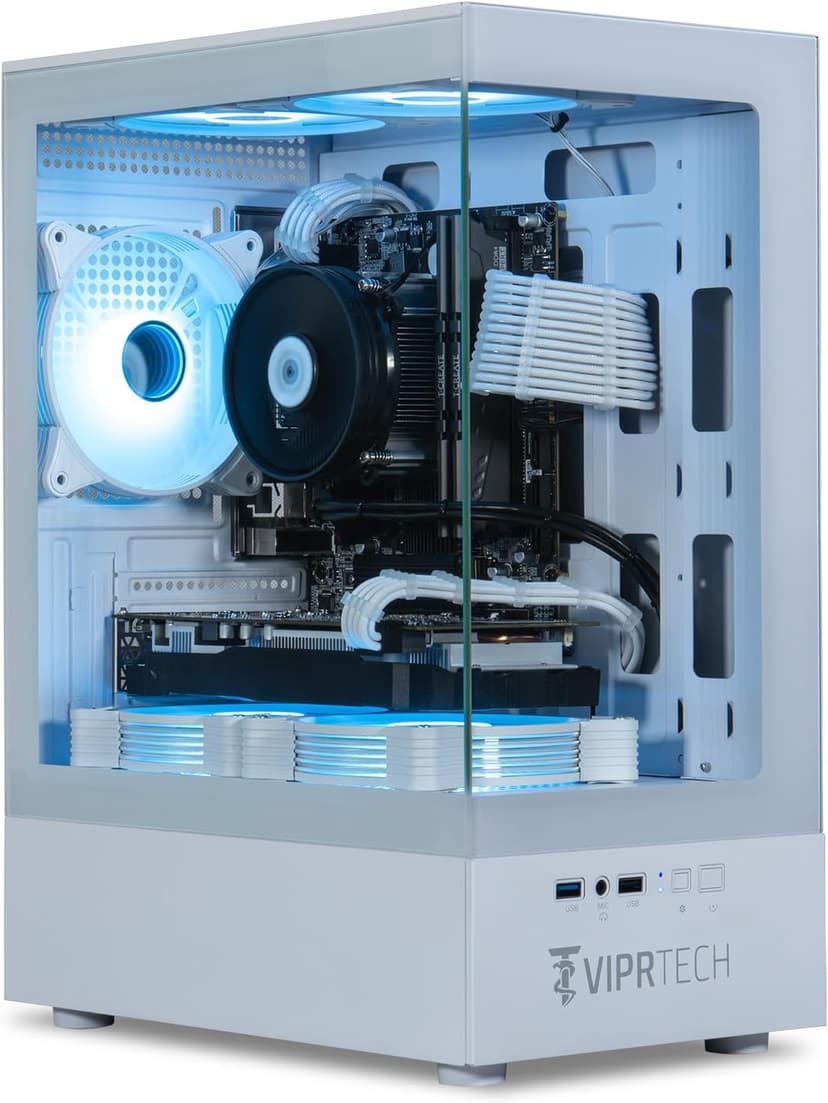 ViprTech Stryker 1.0 Gaming PC - AMD Ryzen 7 (4.1GHz Turbo), RX 580 8GB, 32GB DDR4 3200, 1TB NVMe SSD, 700W PSU, WiFi BT, Win 11 Pro, RGB, Desktop Computer Prebuilt, White