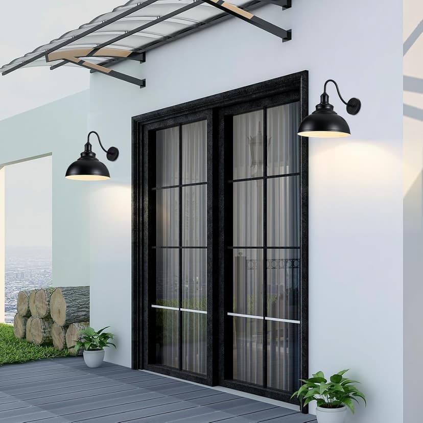 2 Pack Outdoor Wall Lights 14 inch Exterior Barn Wall Sconce Fixture Wall Mount Lantern Waterproof Black Wall Lamps Lumiere Outside Porch Lights House Garage Doorway Patio Front Door Entryway
