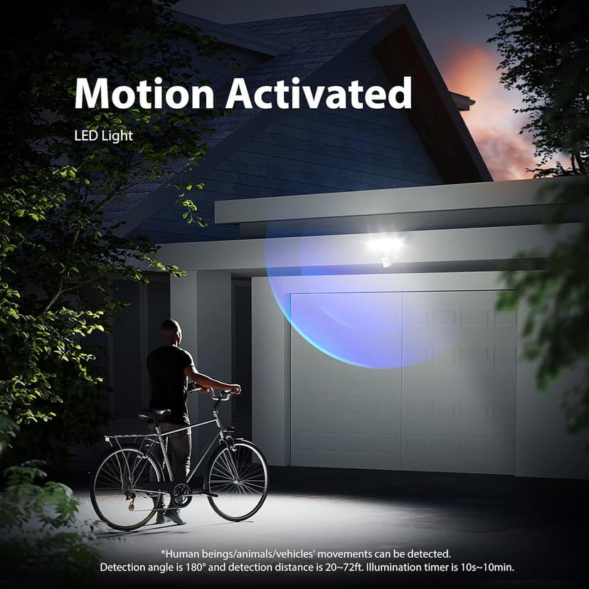 Onforu 75W LED Motion Sensor Outdoor Lights, Dusk to Dawn Flood Lights Outdoor Motion Sensor, Hardwired Security Lights Floodlights Outside 7500LM 6500K Daylight IP65 Waterproof (White)