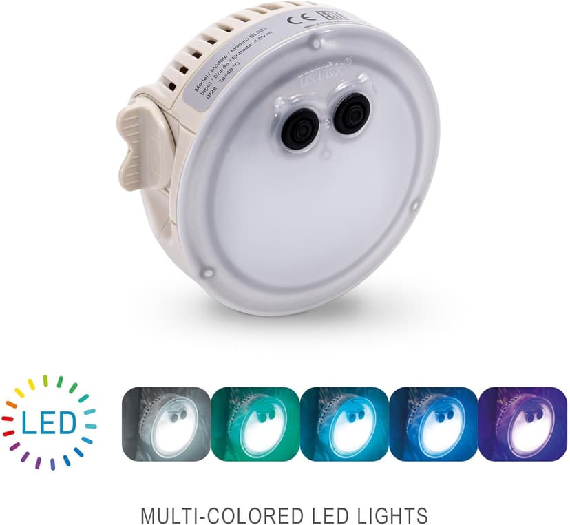 Intex PureSpa Battery Powered Submersible Multi-Colored LED Light PureSpa Models with White, Green, Teal, Blue, and Purple Lights