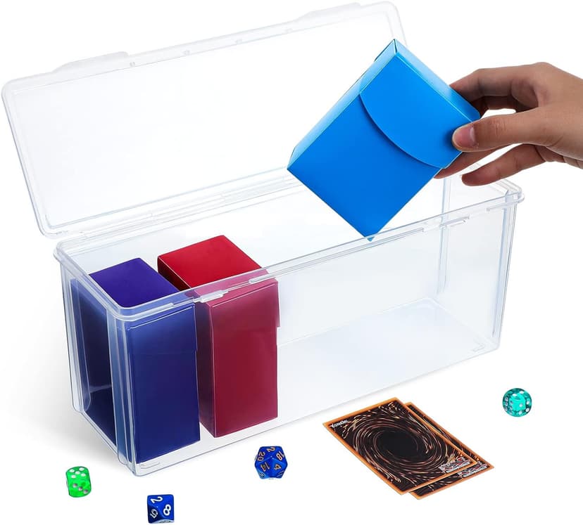 Amylove 6 Pcs Deck Card Boxes Set 5 Pcs Trading Storage Playing Card Box and a Storage Organizer Clear Case Holder Compatible with Mtg and Other TCG
