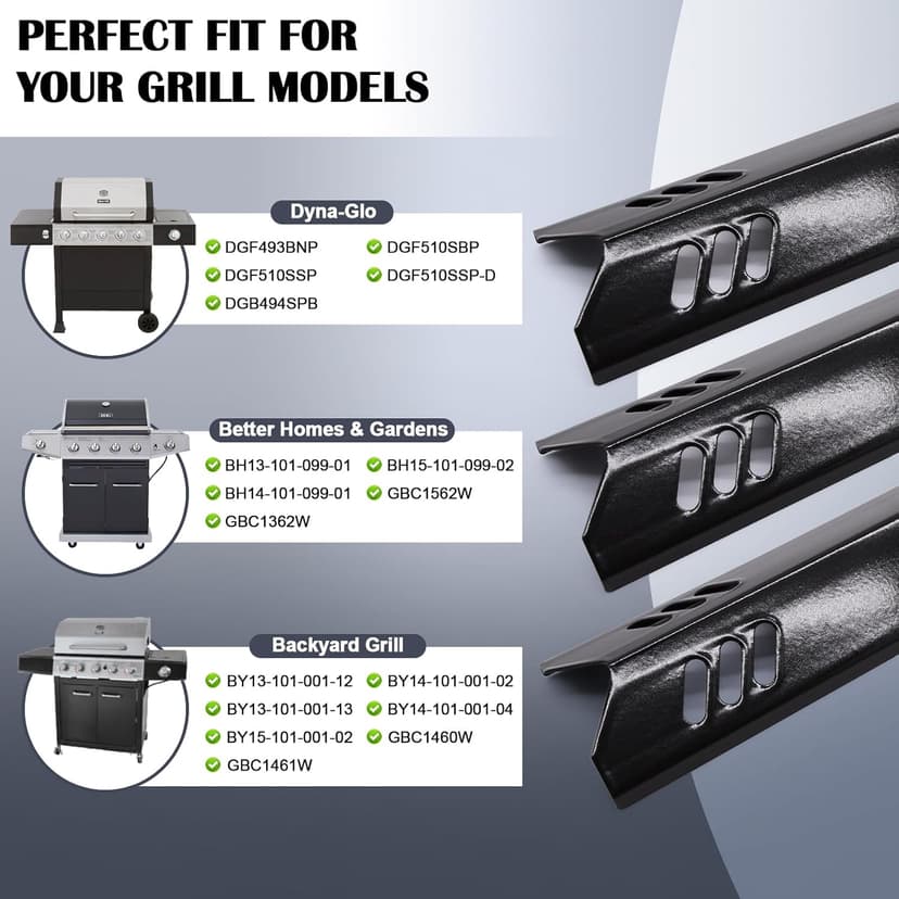 Grill Grease Tray Replacement Parts for Dyna Glo DGF493BNP, DGF510SBP, Backyard Grill BY13-101-001-12, BY14-101-001-02 and BHG Grill Parts, Adjustable 24''-30'' Gas Grill Drip Pan, Heat Plate Shields.