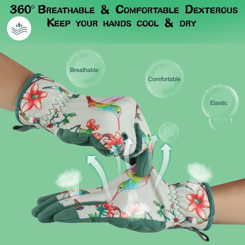 Leather-Gardening-Gloves for Women -Thorn-Proof Work-Gloves for Weeding, Digging, Planting,Pruning Yard garden Gloves