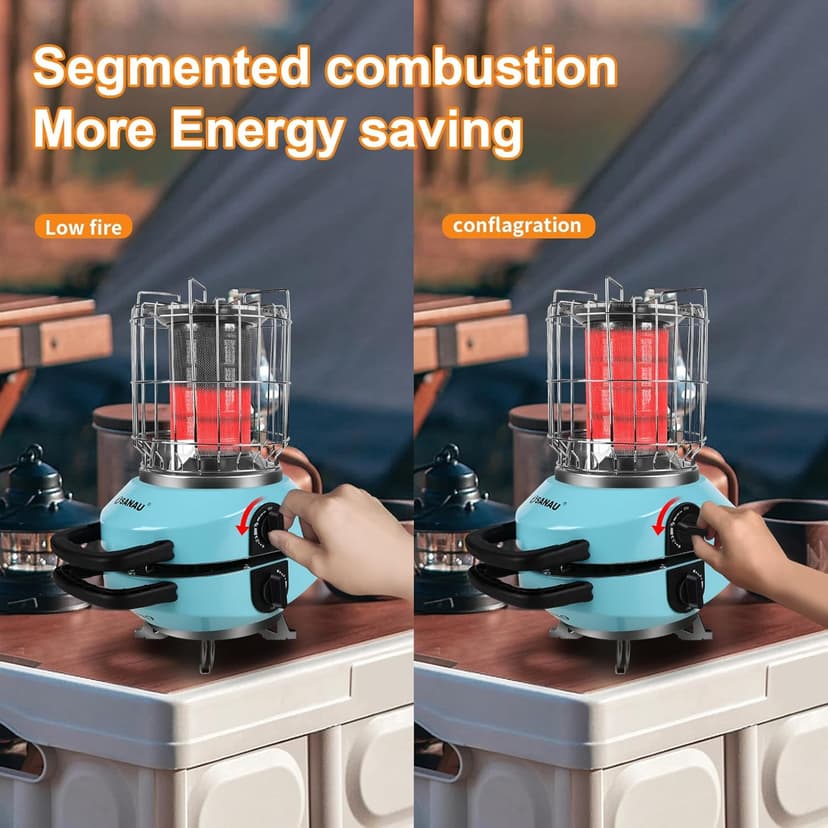 2 in 1 Foldable Propane Heater and Stove, 11000 BTU Portable Propane Heater & 5100BTU Gas stove Suitable for 1LB & 20LB Gas Cylinder,for Patio, Camping, Tent, Ice Fishing, Hunting