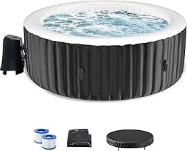 LILYPELLE 2-4 Person Inflatable Hot Tub, Portable Large Round Hottub with 120 Bubble Jets, Outdoor Spa Set Included Heater Pump, Filter and Spa Cover, 72" X 72" X 25"