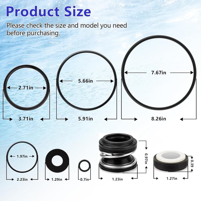 O-Ring Rebuild Repair Kit Compatible with Pentair SuperFlo, SuperMax Pool Pumps Parts, Includes US Seal PS-200 Shaft Seal, Water Slinger and O-Ring Lube, 2 Pump Union O-Rings, 2 Drain Plug O-Rings