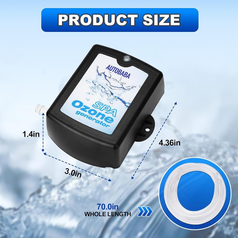 50-100mg/h Spa Ozone Generator Kit SPA-124, Provide High Output of Stable Ozone for Spas, Hot Tubs and Cold Plunge, Ozone Kit Generator for Home - Universal: 110V / 240V (AMP-4 Plug)