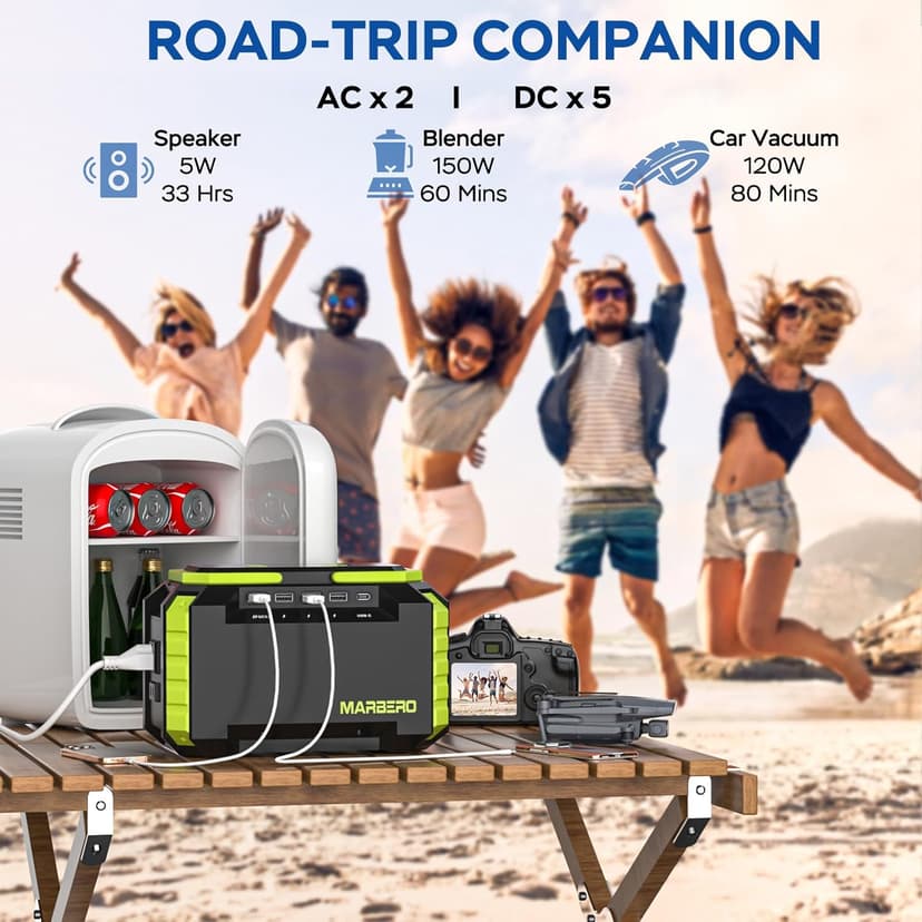 MARBERO 200W Solar Generator 222Wh Portable Power Station with Solar Panel 40W Included 60000mAh Power Supply with AC Outlet 100V 300W Max for Camping Emergency Home Backup
