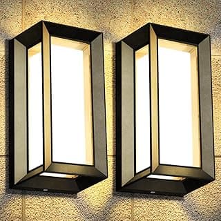 LEDMO Outdoor Wall Light 1800Lm Modern Outdoor Porch Light 3000K Bright Lighting Black Exterior Lighting Fixture Waterproof Christmas Fixture for House,Patio,Garage,Backyard,Hallway（2 Pack