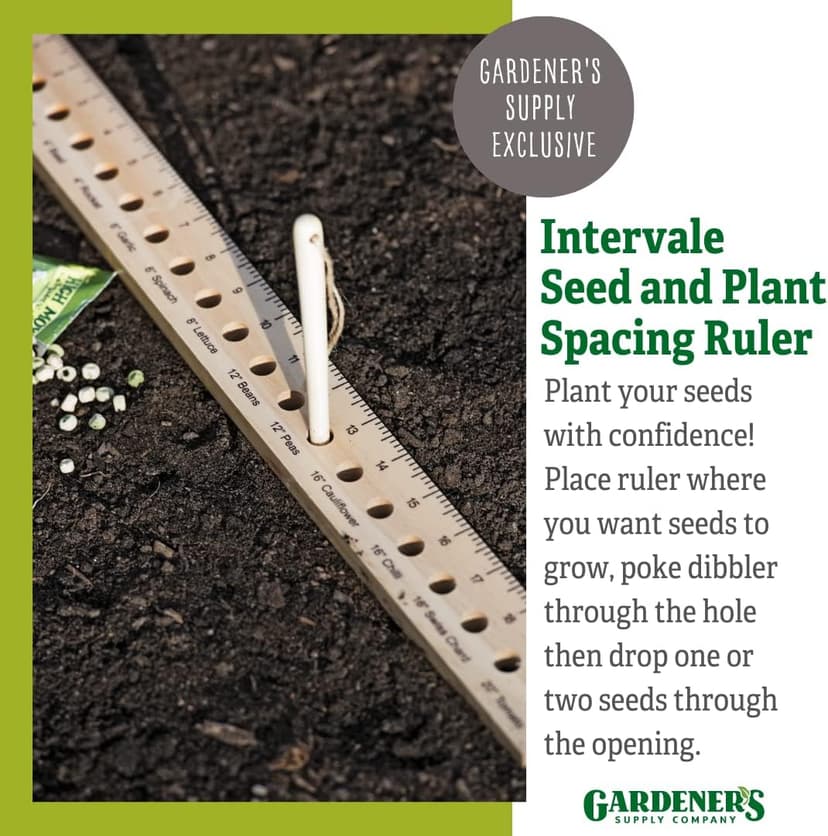 Gardener's Supply Company Planting Ruler and Dibber | Wooden Plant Seed Spacing for Outdoor Raised Bed Gardening and Vegetable Gardens | 20-1/2"L and is 2"W x 1/2" Thick