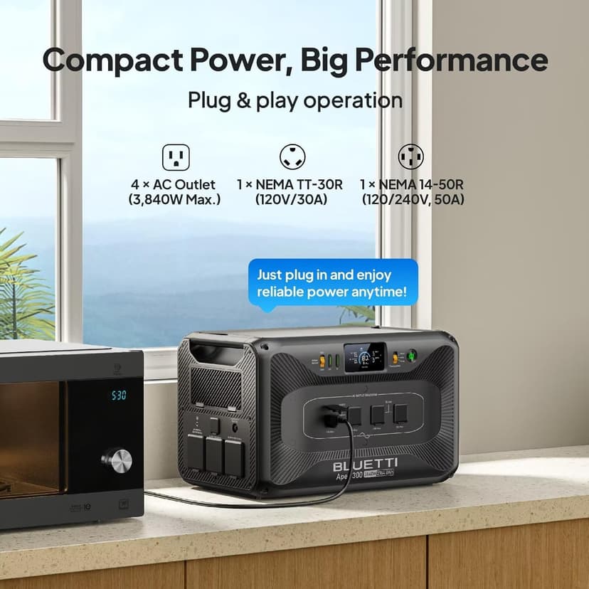 BLUETTI Solar Generator Apex 300 & B300K (2025 New) with Charger 1, 5529.6Wh LFP Battery Backup with 6 3840W AC Outlets (7680W Surge), On-the-Go Recharging, Portable Power Station for Camping, RV Life