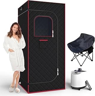 AgiiMan Portable Sauna Box, Portable Sauna for Home with 3L Steamer, Remote Control, Folding Chair and Mat, Full Size Personal Sauna Tent for Relaxation