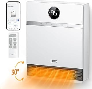 Dreo Smart Wall Heater, IP24 Electric PTC Space for Indoor Use, 30 Oscillation, Adjustable Thermostat, Remote Control, Works With Alexa, 24H Timer, Easy-Mounted for Bedroom, Office