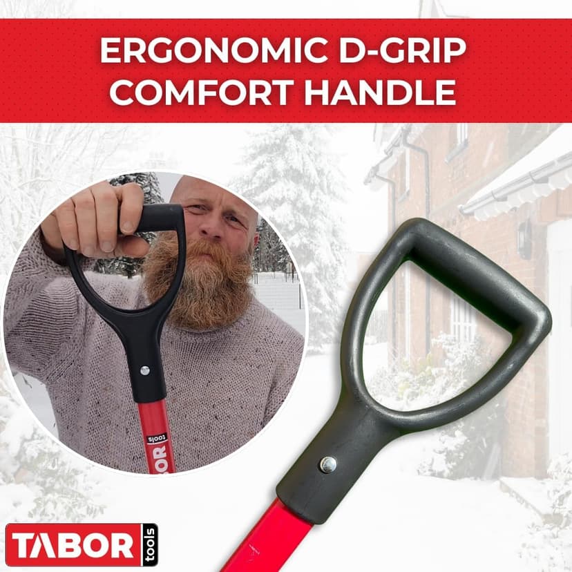 TABOR TOOLS Snow Scoop with Fiberglass Handle, 15 Inch Wide Blade, Large Snow Shovel and Mulch Scoop with Comfortable D Grip Handle. J218A. (Snow Scoop, Short 26 Inch Handle)