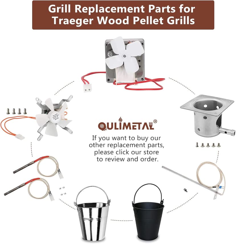 QuliMetal Induction Fan Kit Replacement for Traeger, Pit Boss, Camp Chef, and Sam's Club Pellet Grills – Heavy Duty Combustion Fan for Traeger KIT0019, 110V PA66