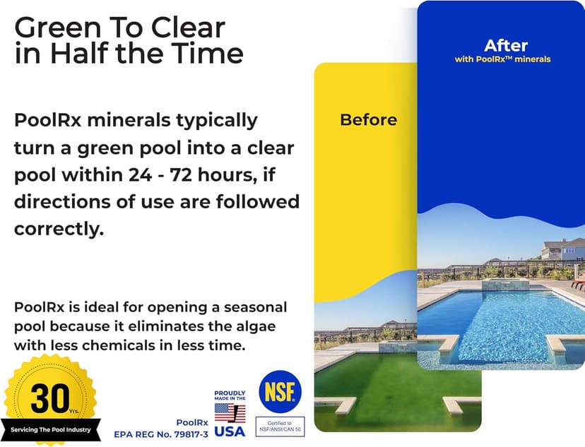 Pool RX 101001 6 Month Algaecide Blue Treats 7.5k-20k gallons, Single, Unit