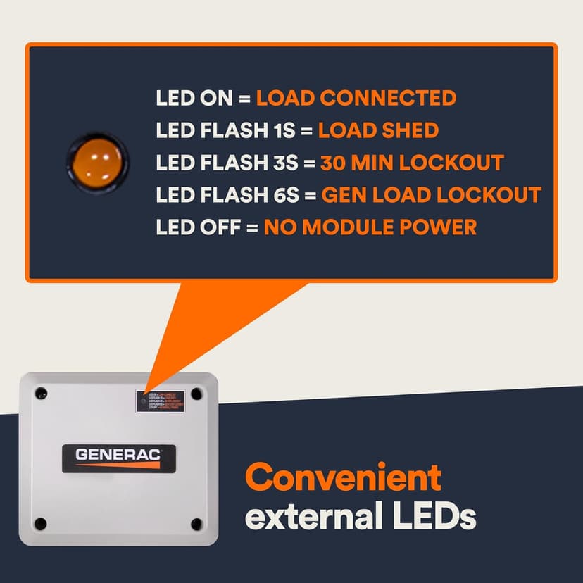 Generac 7000 50 Amp Load Manager - Efficient Load Prioritization and Wire-Free Technology for Reliable Power Management - Lock-Feature and LED Status Display for Convenient Operation - Gray
