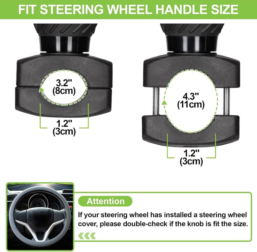 Spurtar Steering Wheel Knob Spinner, 2Pack Universal Car Suicide Knob Power Handle Spinner Fit for Cars, Truck, Forklift, Mower, Tractor, Boat, Golf Cart – Black