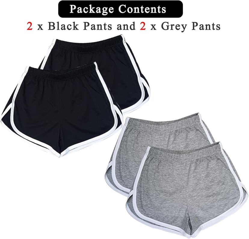 Cameway 4 Pack Women's Cotton Yoga Dance Short Pants Summer Athletic Cycling Hiking Sports Shorts