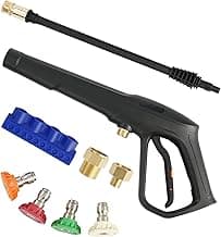 Pressure Washer Gun Set, Max W.P. 2320PSI, B.P. 5000PSI, M22-14mm & M22-15mm Fitting, 4 Stainless Steel Nozzle Tips & Holder, Replacement for Ryobi Powerstroke Greenworks and More Power Washers