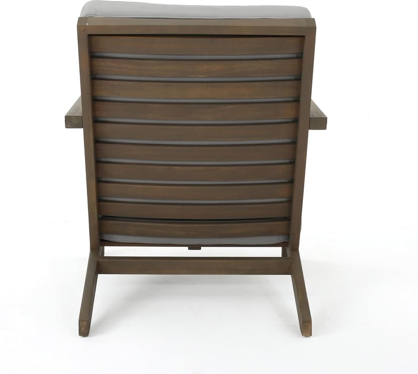 Christopher Knight Home Leah Outdoor Acacia Wood Chat Set with Water Resistant Cushions, 3-Pcs Set, Grey Finish / Grey