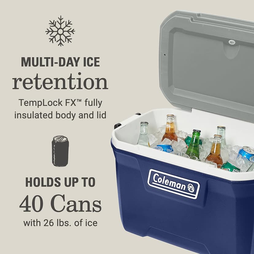 Coleman Classic Series Insulated Portable Cooler, Leak-Resistant Outdoor Hard Cooler Keeps Ice up to 5 Days, 52/70/120/150 Quart
