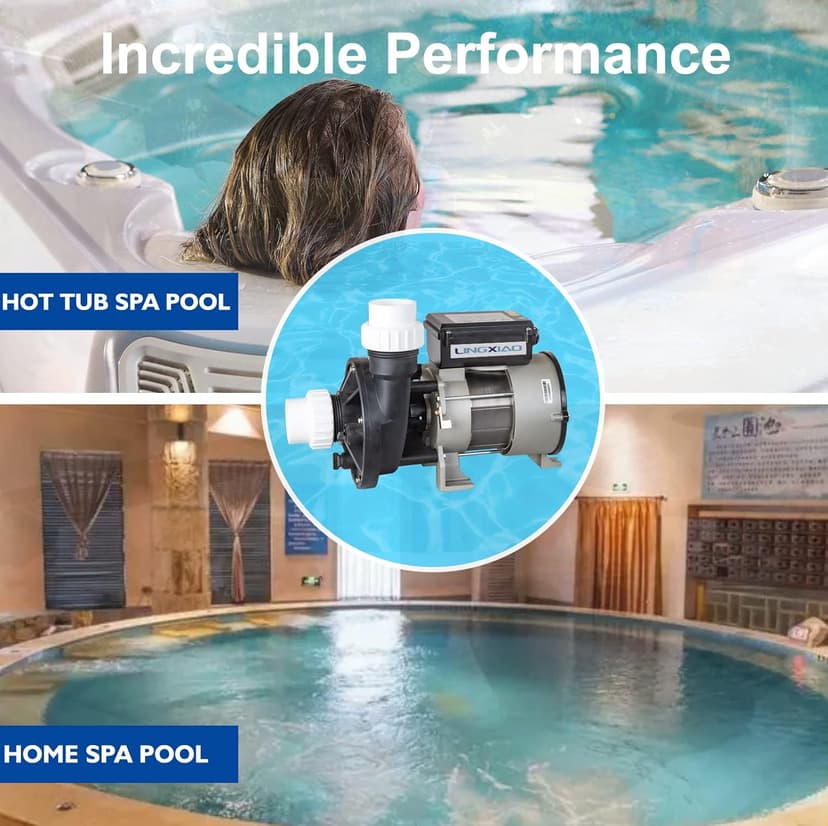 Hot Tub Bath Pump; LX Pump Motor, 110V, 9Amps, 1.5" Port, 116GPM Flow Rate (Model: WBC150)