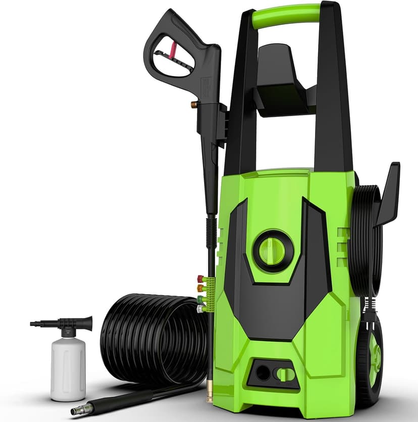 AgiiMan Electric Pressure Washer - 4800PSI Max 3.2 GPM Power Washer with 35FT Power Cord, 20FT Hose, Soap Tank, High Pressure Washer Electric Powerd Car Cleaning for Garden, Patios, Yard, Green