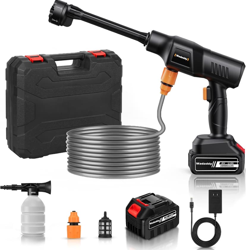 Cordless Power Washer, 900 PSI Cordless Pressure Washer, Portable Power Washer with 20000mAh Battery&Charger & 6-in-1 Nozzle, 17FT Drain Hose, Portable Pressure Washer for Car WashHomeYard