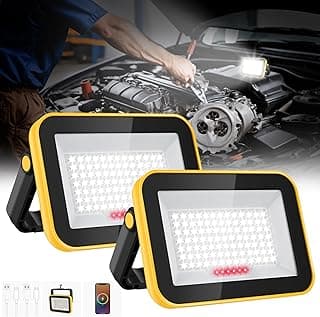 T-SUN Battery Work Light Rechargeable Portable Flood Light Cordless LED Work Light with Tripod Hole IP65 Waterproof Trouble Light USB Powered for Camping Car Repaire Job Site