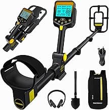 Metal Detector for Adults Professional, Rechargeable Lithium Battery Powered, Adjustable Retractable Foldable Metal Detector Waterproof High Accuracy Gold Detector, Backlit LCD Display