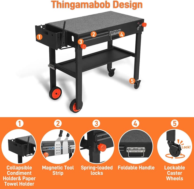 Grill Table, Blackstone Griddle Stand, Grill Carts Outdoor With Wheels, Used for Blackstone Griddle And Weber, Foldable Quickly Ninja Grill Stand Suitable for Travel/Camping