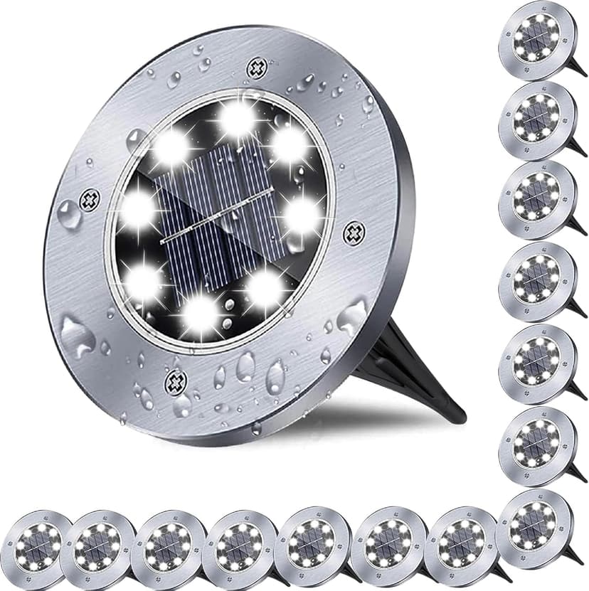 Solar Ground Light, Waterproof Solar Garden Lights, Upgraded Outdoor Garden Waterproof Bright in-Ground Light, Landscape Lights for Pathway,Yard,Deck,Lawn,Patio,Walkway (16 Pack White Light)