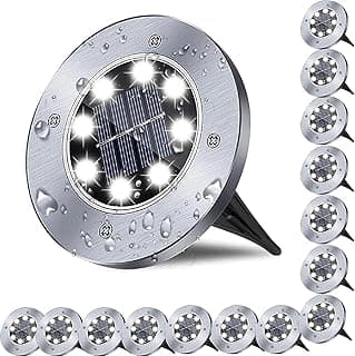 Solar Ground Light, Waterproof Solar Garden Lights, Upgraded Outdoor Garden Waterproof Bright in-Ground Light, Landscape Lights for Pathway,Yard,Deck,Lawn,Patio,Walkway (16 Pack White Light)
