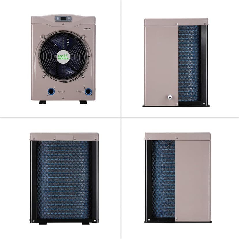 Swimming Pool Heat Pumps for Above Ground Pools up to 4000Gallons, Electric Heat Pump Pool Heater EU50S, 14000btu/hr, 5.62 COP Titanium Heat Exchanger, High Efficient, 110V-120V