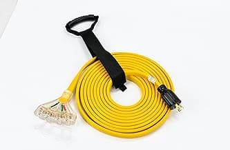 Locking Plug L14-30P to 4X 5-20R/5-15R Generator Adapter Extension Cord, 4 Prong 30 Amp to 110V,Twist Locking to 15 Amp/20 Amp Household Outlet, 125/250V 7500 Watts, ETL Listed (25FT)