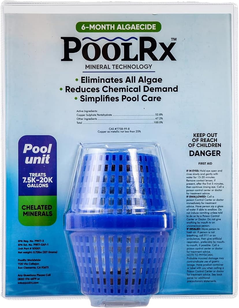 Pool RX 101001 6 Month Algaecide Blue Treats 7.5k-20k gallons, Single, Unit