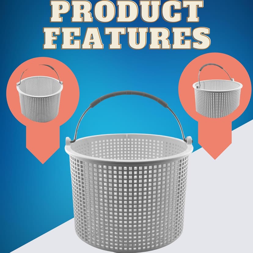 Swimables Pool Skimmer Basket for Inground Pool Compatible with Hayward Skimmer Basket and Pool Filter Basket SP1082CA | Built-in Brass Weight | 316 Stainless Steel Handle & Convenient Rubber Grip