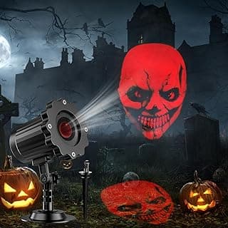Outdoor Indoor Halloween Projector - 3D Dynamic Red Skull Decor Lights, Waterproof for Windows, Walls & Roofs