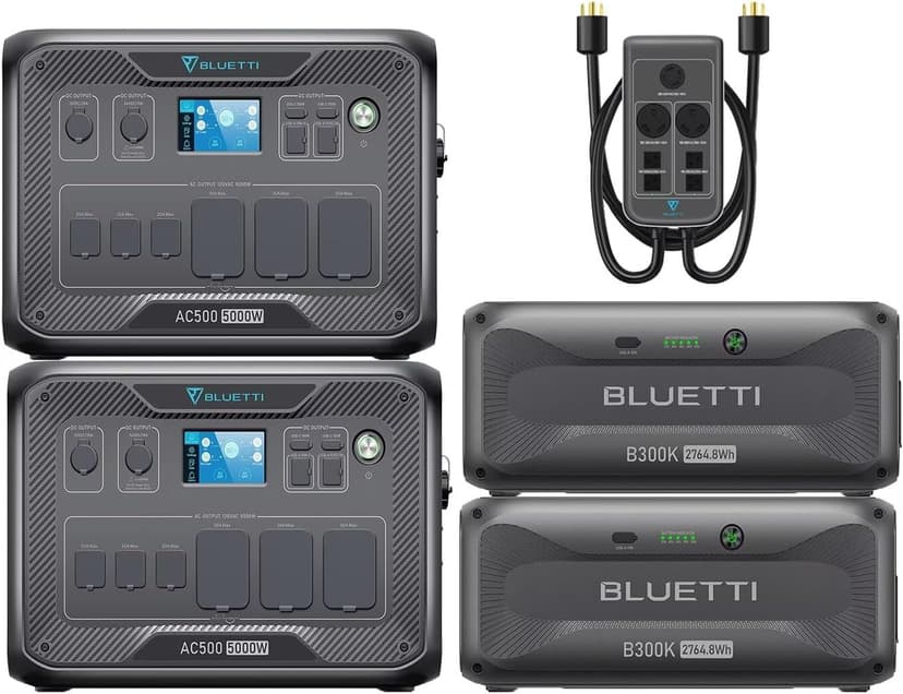 BLUETTI Solar Generator 2 AC500 & 2 B300K Expansion Batteries, 5529.6Wh w/ 6 5000W AC Outlets (10KW Surge), LiFePO4 Battery Backup for Home Use, Blackout, RV