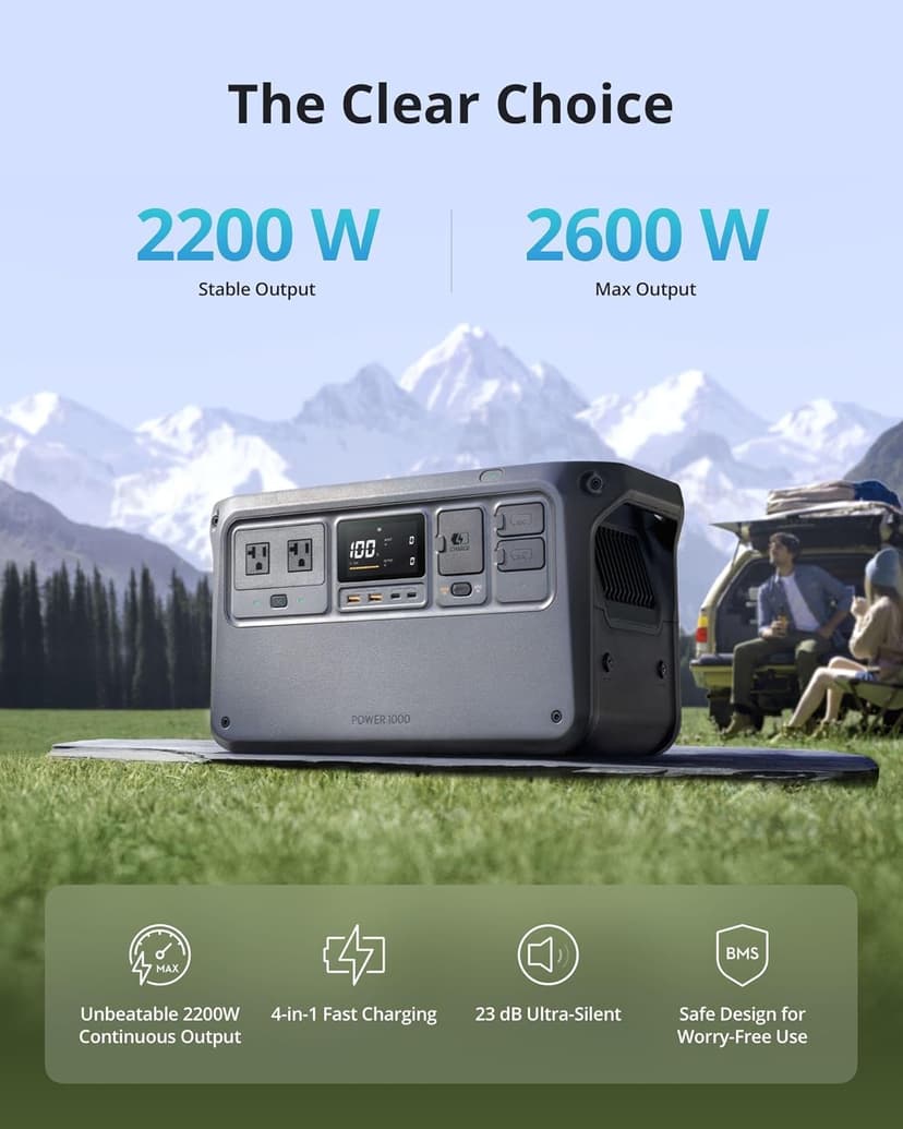 DJI Power 1000 Portable Power Station with Protective Storage Bag, 1024Wh LiFePO4 Battery, 2200W Solar Generator, Home Backup, 4-in-1 Fast Charging, 23db Ultra-Silent, Camping & RVs, Off-grid