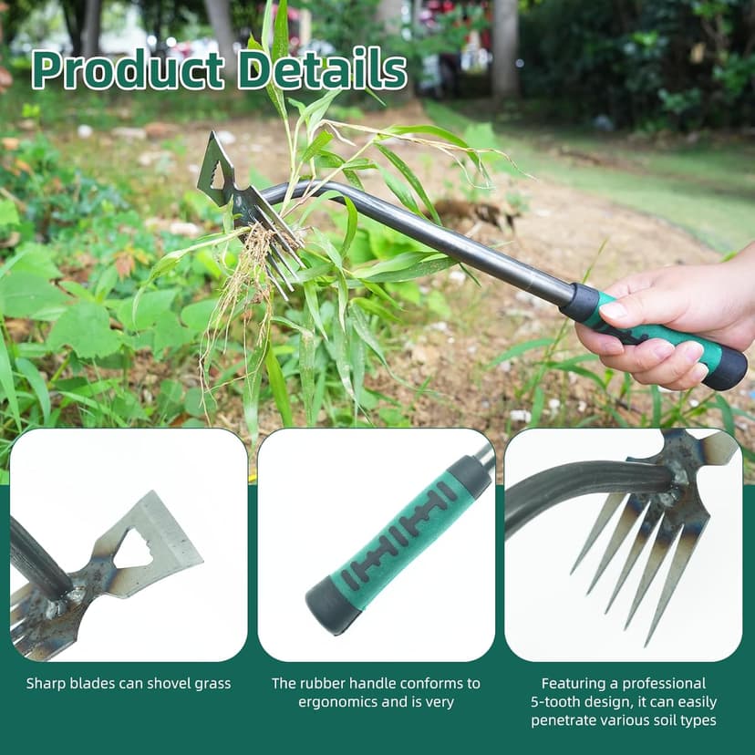 Weed Puller Tool, Gardening Hand Weeder Tool, 5 Teeth Manganese Steel Forged Hand Pulling Weeder, New Weeding Artifact Uprooting Weeding Tool for Vegetable Gardening Backyard Farm Planting & Weeding