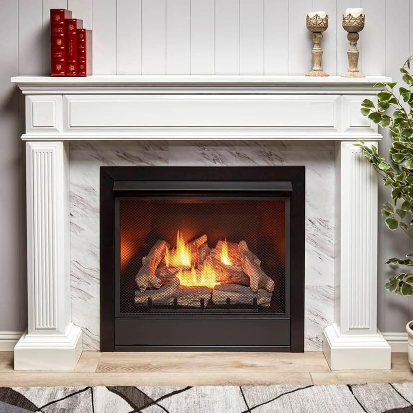 Duluth Forge Dual Fuel Ventless Gas Fireplace Insert, Remote Control, 9 Fire Logs, Use with Natural Gas or Liquid Propane, 32000 BTU, Heats up to 1500 Sq. Ft., Black