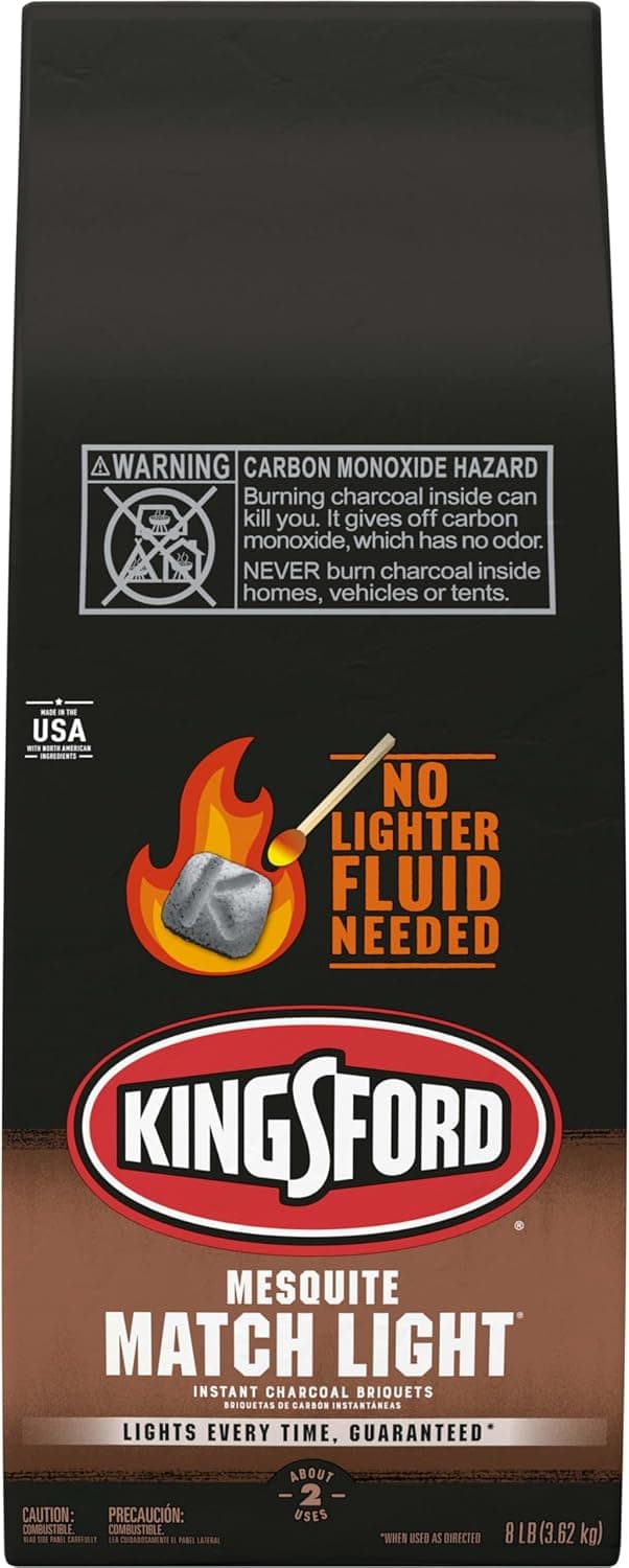 Kingsford Match Light Instant Charcoal Briquettes, BBQ Charcoal for Grilling, Mesquite, 8 Pounds, Packaging May Vary