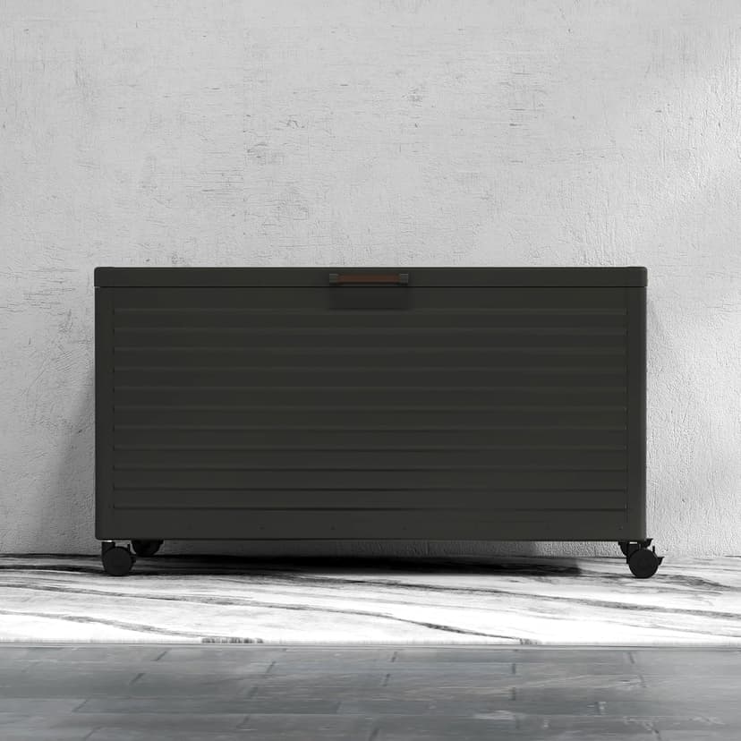 134 Gallon Large Outdoor Deck Box with Wheels, Storage Box with Lid for Patio Furniture, Garden Tools, Outdoor Cushion, Charcoal