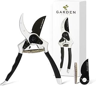 Razor Sharp Bypass Pruning Shears - Lifetime Replacement - Free Extra Blade, Spring & eBook - Japanese Steel - Premium Hand Pruners - Garden Shears - Garden Clippers - Secateurs with Ergonomic Handles