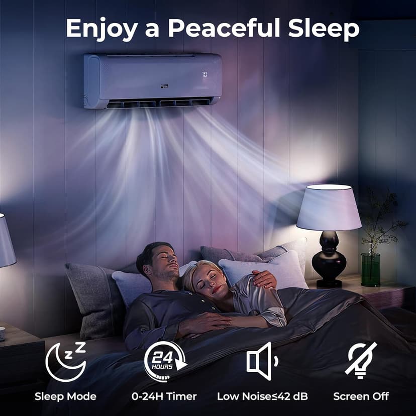 COSTWAY 12000 BTU Mini Split Air Conditioner, with Heat Pump, 22 SEER2 115V Inverter, 24H Timer, Auto Clean, Remote Control for Rooms up to 750 Sq.Ft (Airtural Series)